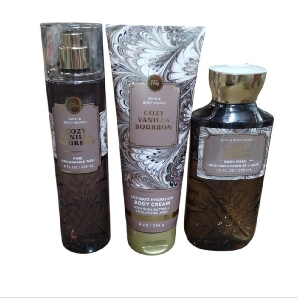 Bath and Body Works Discontinued COZY VANILLA BOURBON 3pcs Bundle BBW Cream Mist